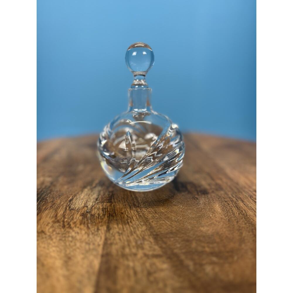 Vintage Swirl Glass Crystal Perfume Bottle With Stopper